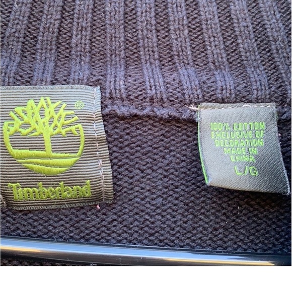Timberland Men's Black Ribbed Zip up Cardigan Sweater Size L - Picture 4 of 7